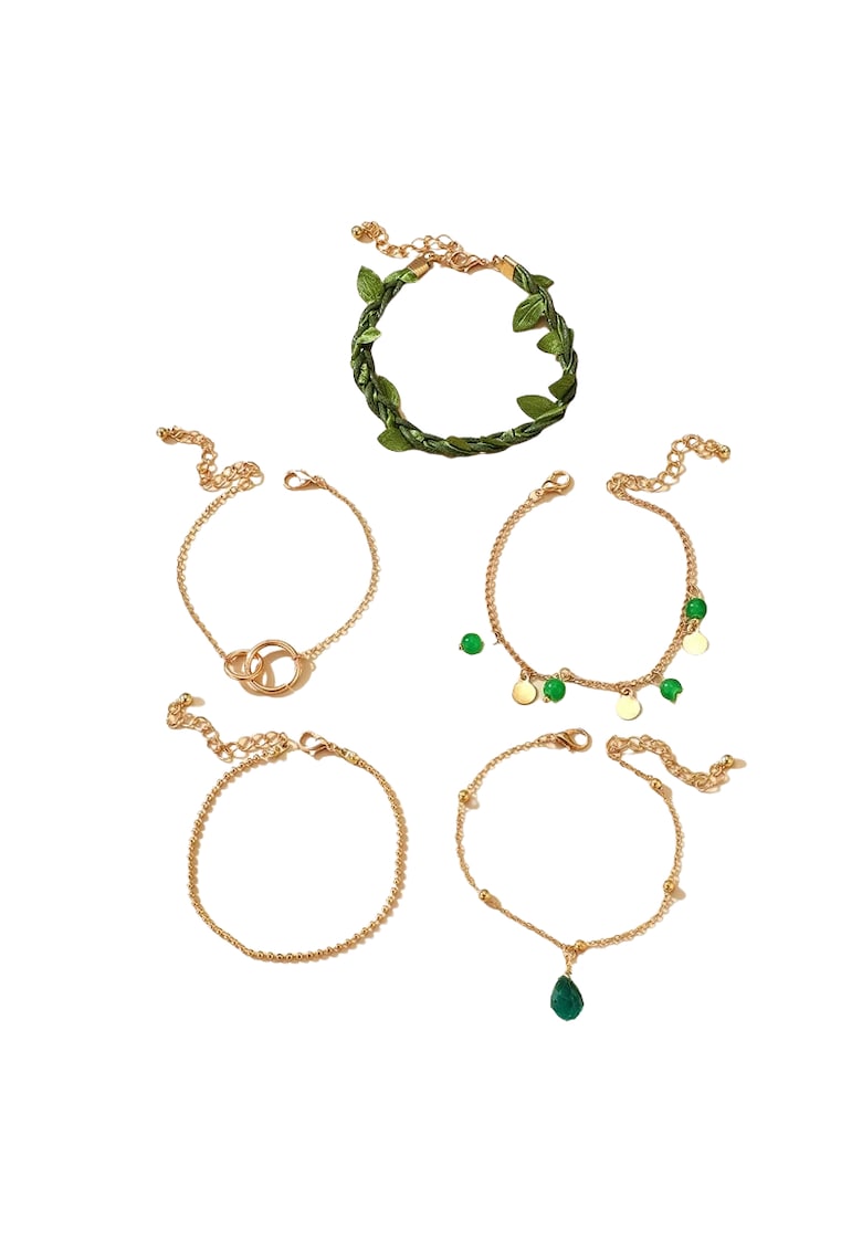 Set 5 bratari - aurii - cu margelute verzi - Stends C3 -