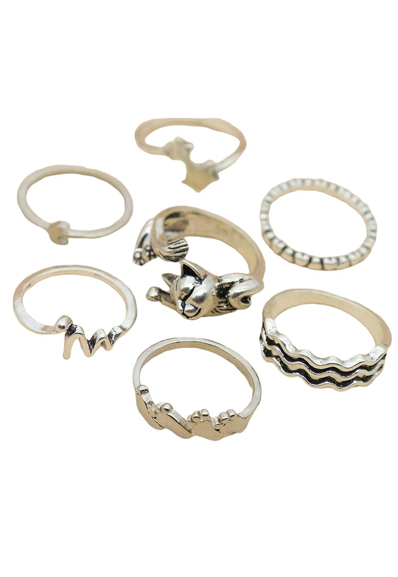 Set 7 inele argintii - forme diverse - Svana C5 -