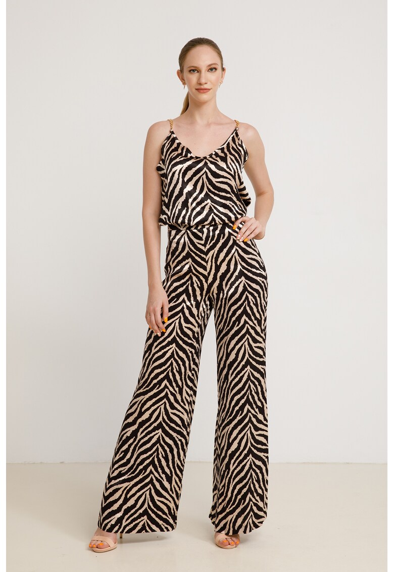 Pantaloni de satin cu animal print