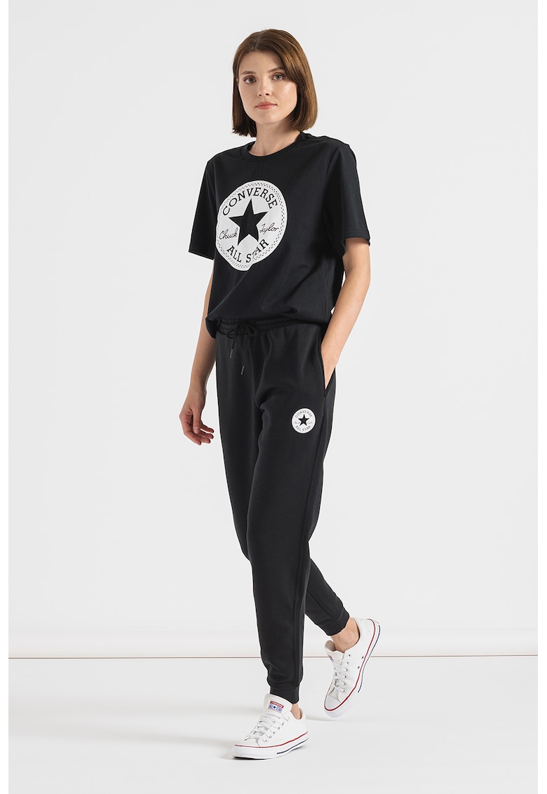 Tricou regular fit unisex cu imprimeu logo - Alb/Negru