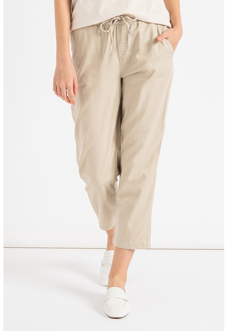 Pantaloni jogger crop cu snur de ajustare in talie