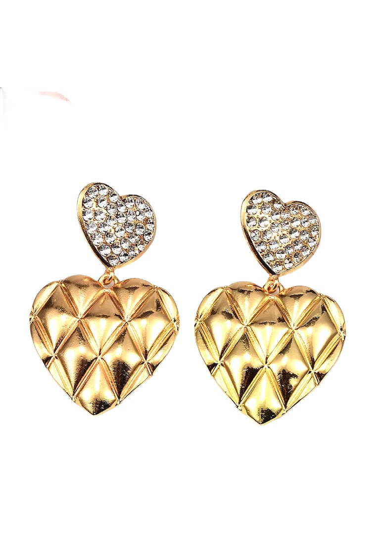 Cercei aurii - forma de inima - cu pietre - Xandra C6 -