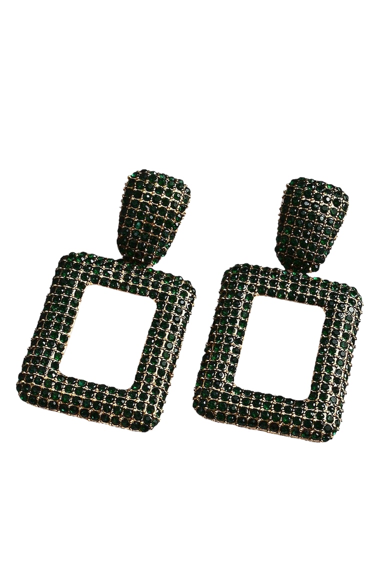 Cercei aurii - dreptunghiulari - cu pietre verzi - Tracy C2 - Cercei aurii - dreptunghiulari - cu pietre verzi - Tracy C2 -