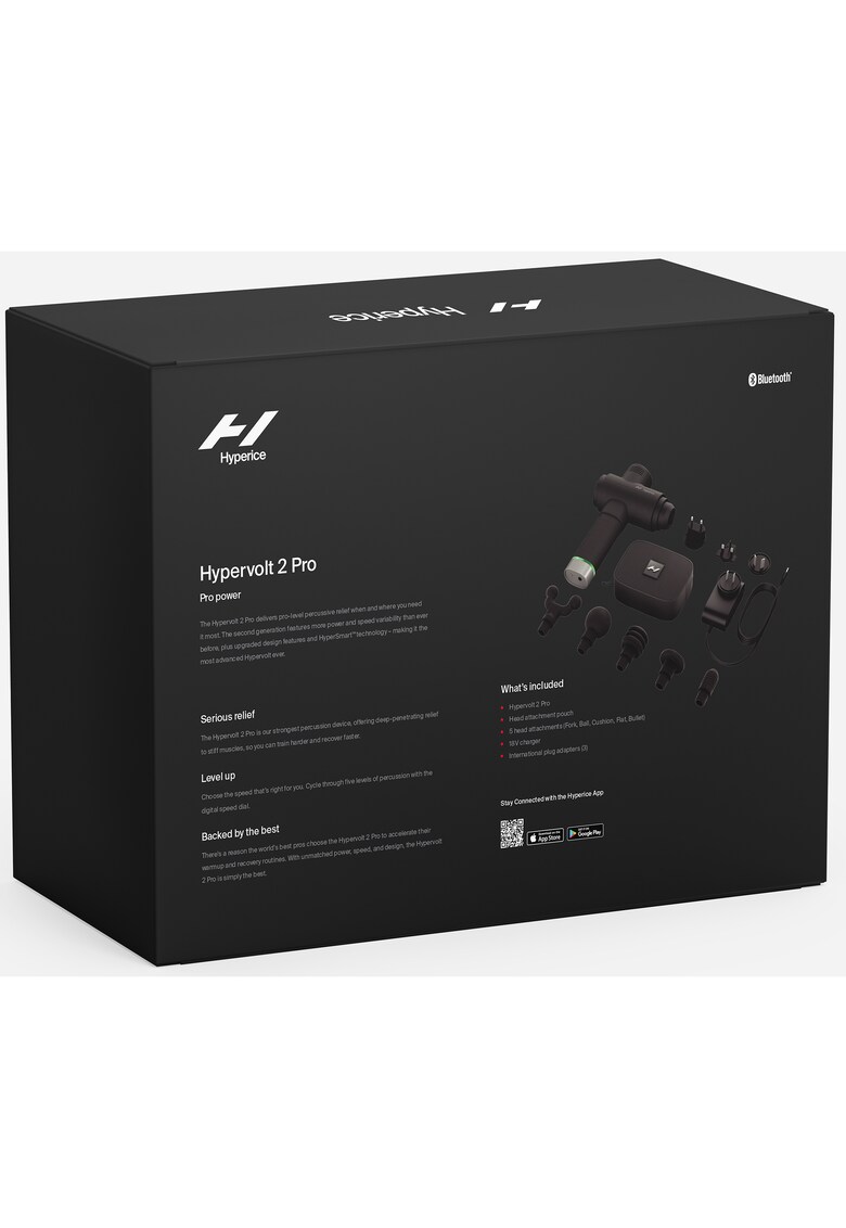 Aparat de masaj cu vibratie hypervolt 2 pro - 5 capete - 5 trepte percutie - autonomie pana la 3 ore - motor brushless high-torque 90w - patented pressure sensor technology™ - bluetooth -