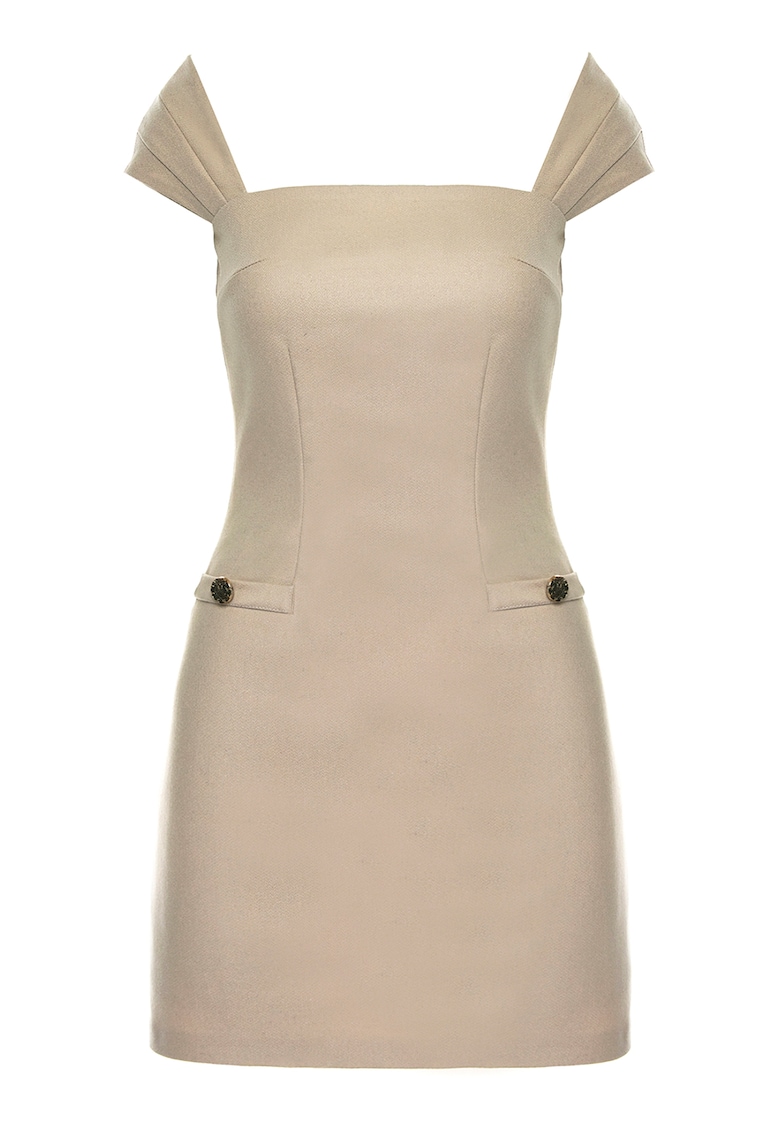 Rochie mini de lana cu decolteu patrat