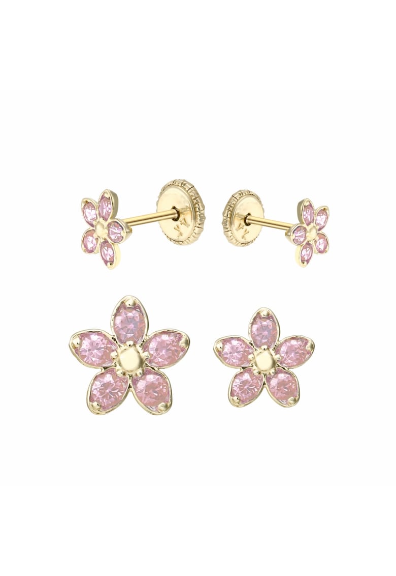 Cercei aur mama fiica set - inchidere cu protectie