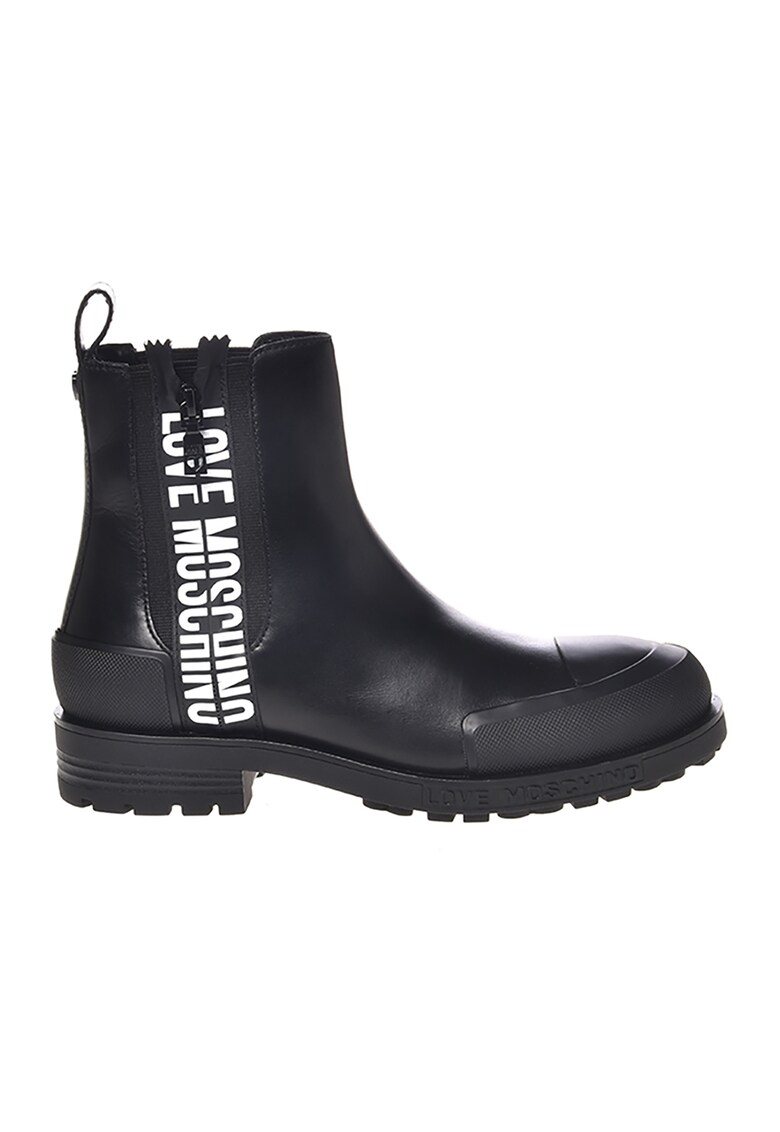 Love Moschino Ghete din piele cu logo lateral contrastant