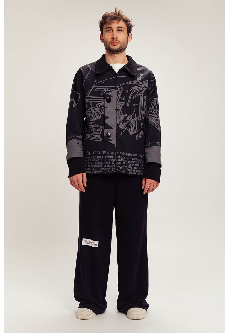 Pantaloni unisex cu croiala ampla si imprimeu logo