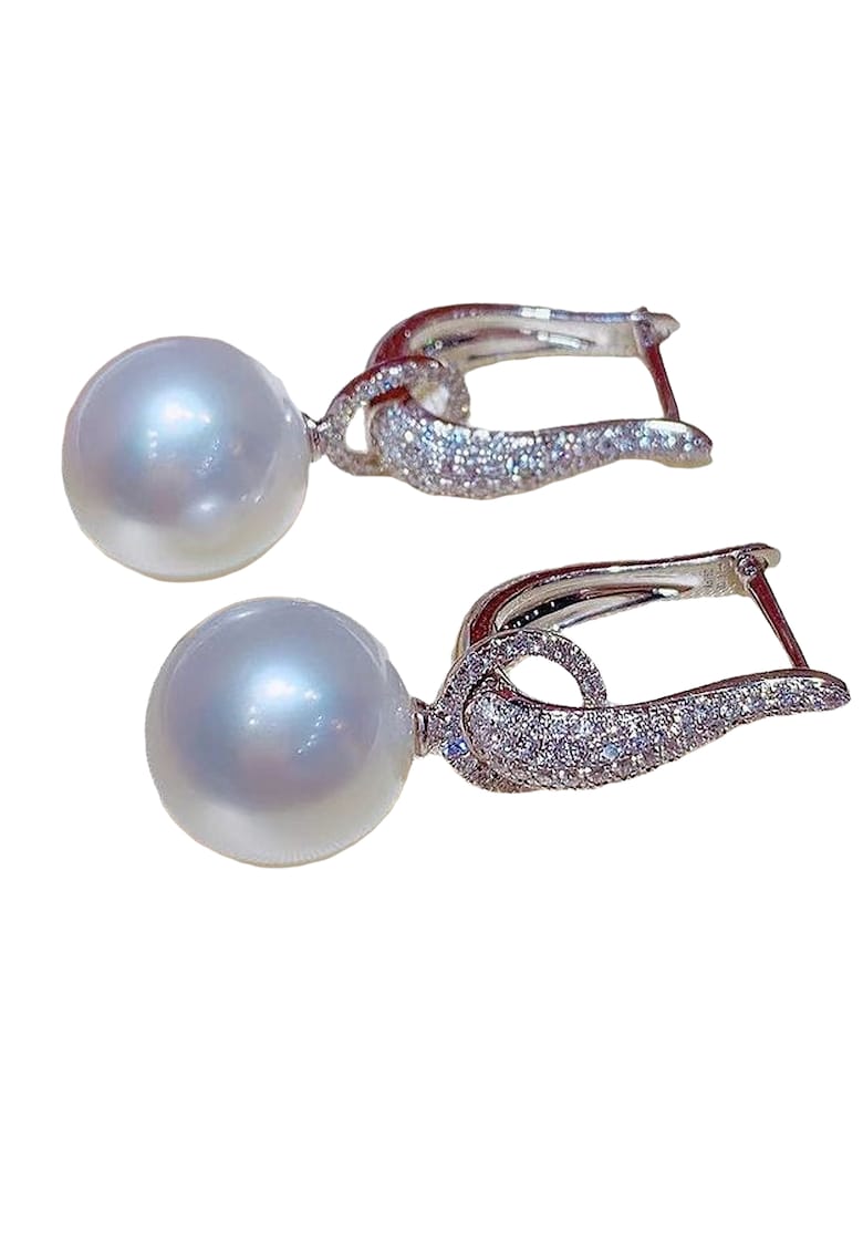 Cercei argintii - cu perle si pietre din zirconiu - Agatha C16 -