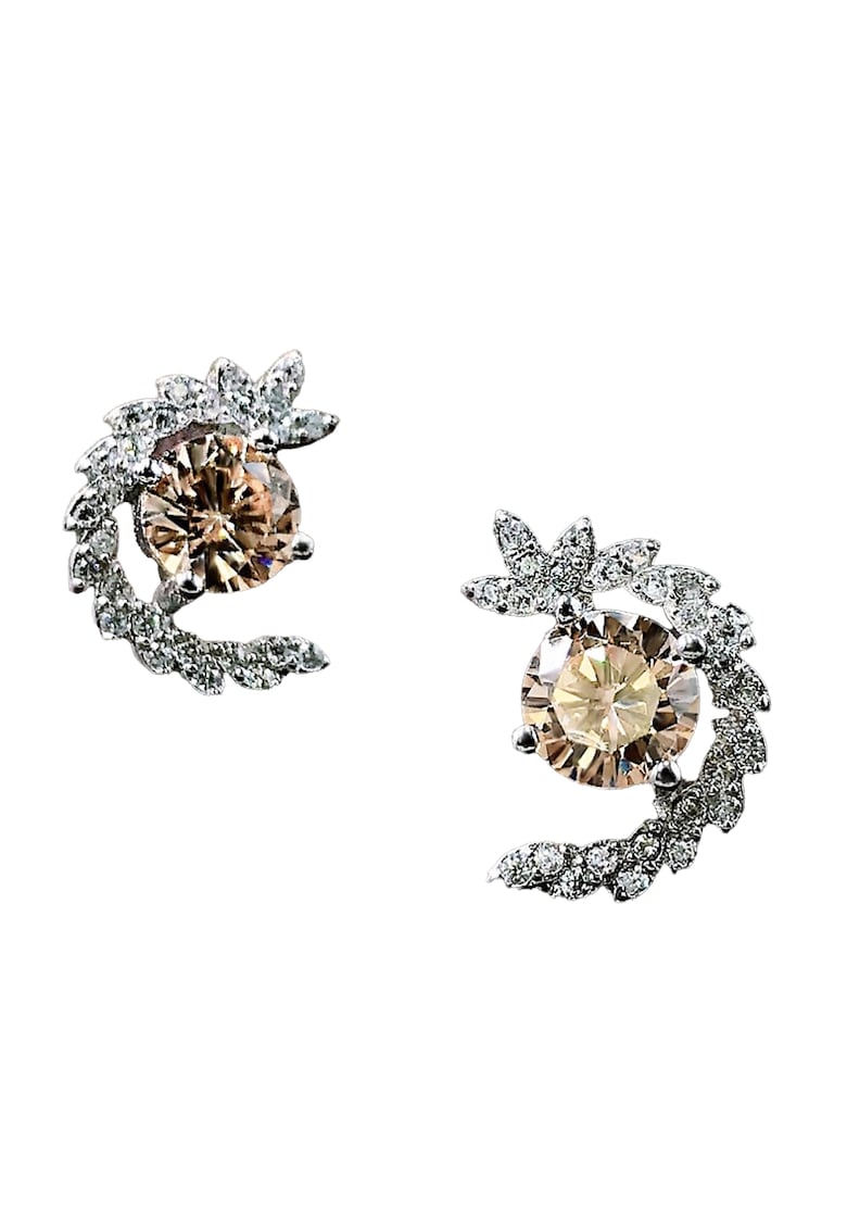 Cercei argintii - semirotunzi - cu pietre din zirconiu - Adser C16 -