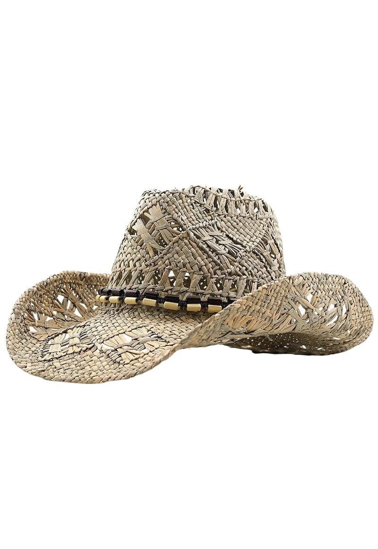 Palarie dama - bej - de vara - stil cowboy - din paie - Adie -