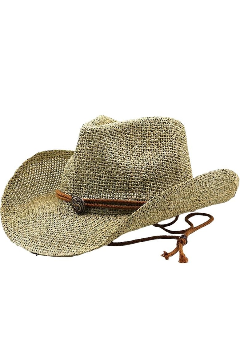 Palarie dama - bej - de vara - din paie - stil cowboy - Adelita -
