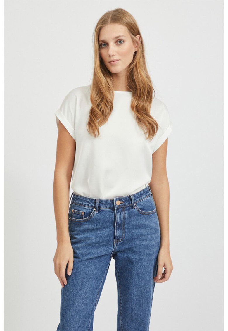 Tricou uni cu aspect satinat