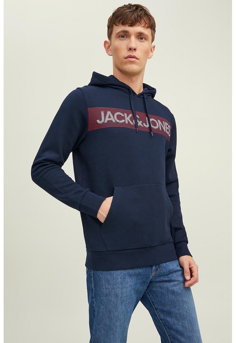 Hanorac cu imprimeu - logo si buzunar kangaroo