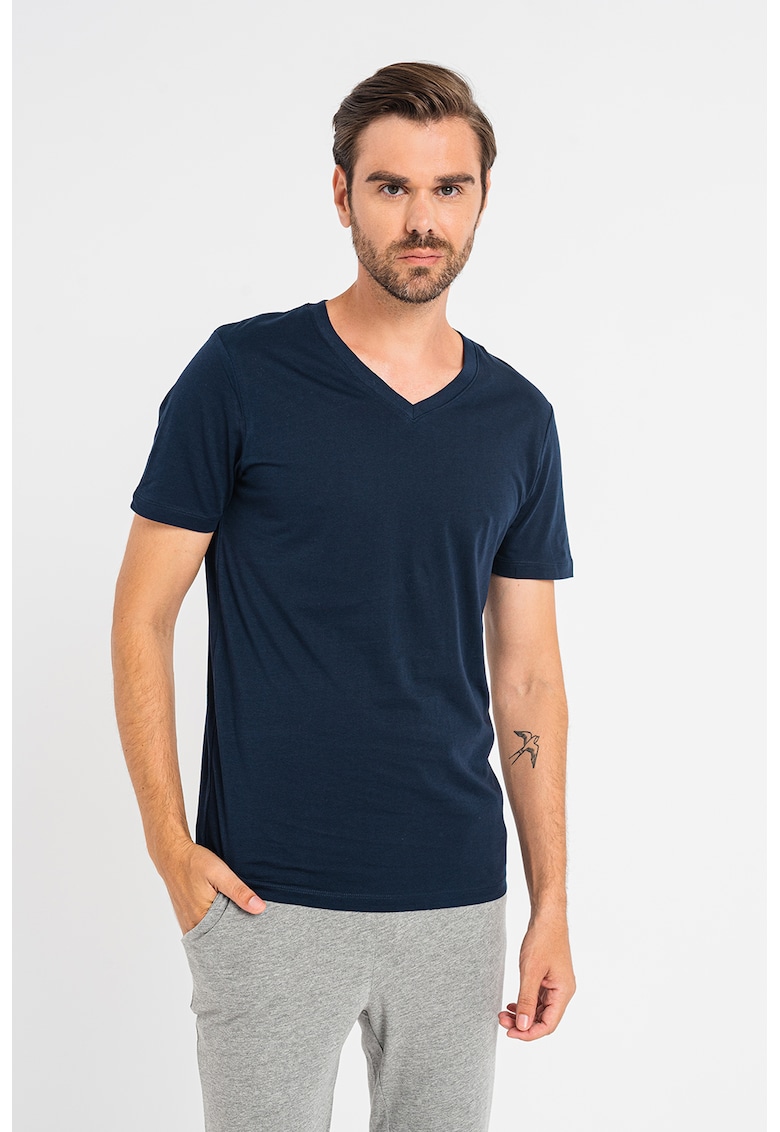 Tricou din bumbac organic cu decolteu in V