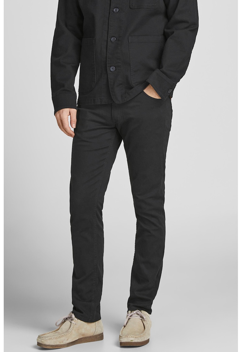 Blugi slim fit cu talie medie - Negru