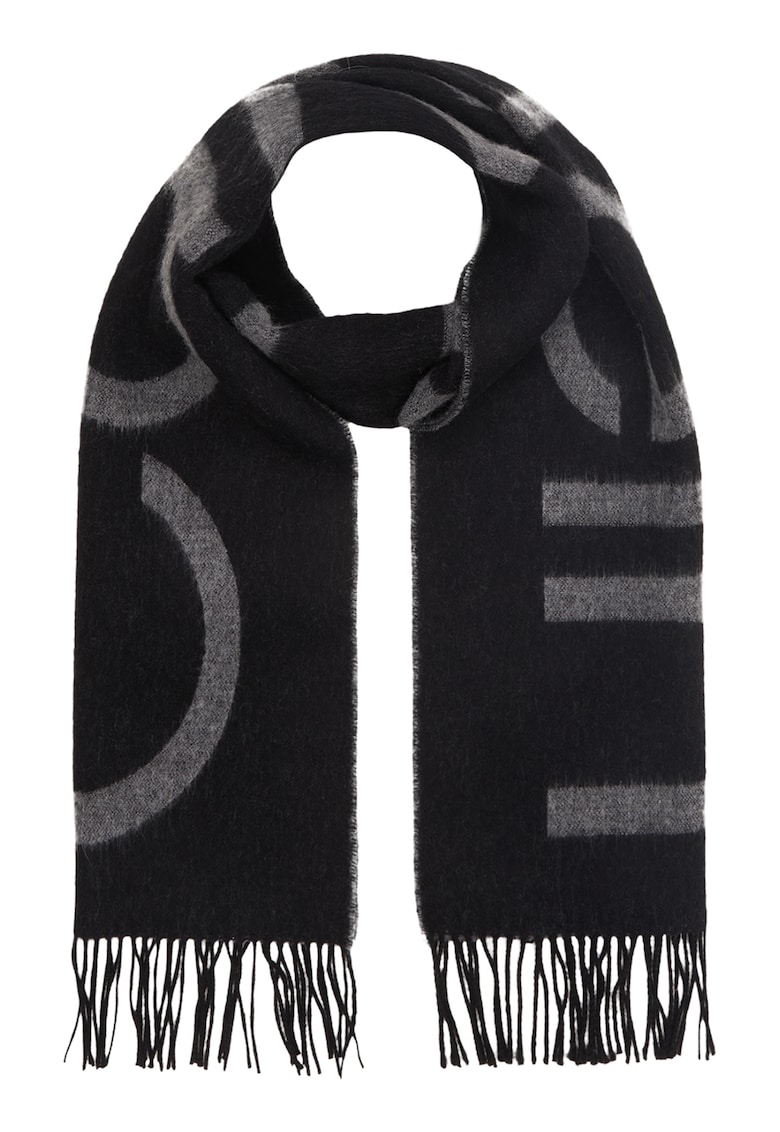 Fular de lana cu logo supradimensionat