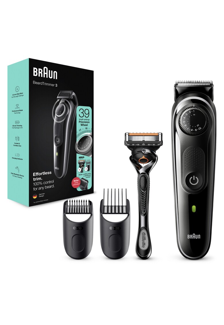 Aparat de tuns barba Beard Trimmer BT3 Wet&Dry - buton rotativ de precizie