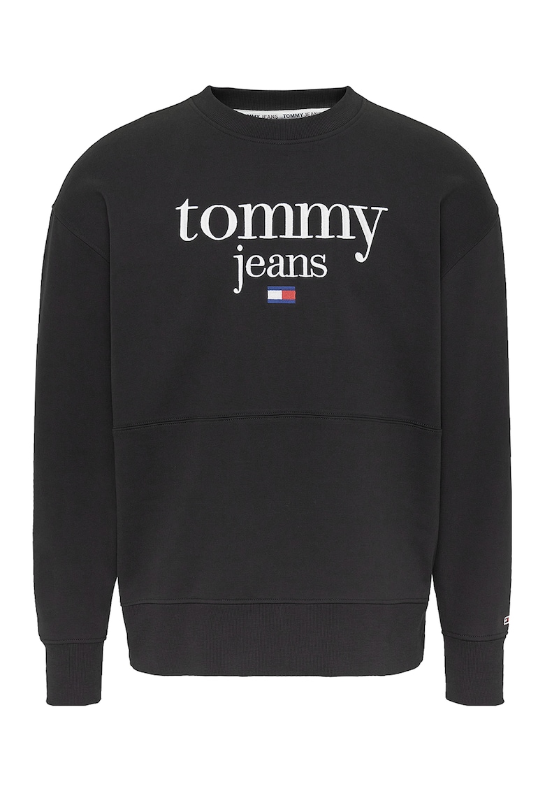 Tommy Jeans Bluza sport din amestec de bumbac organic cu logo brodat - Negru