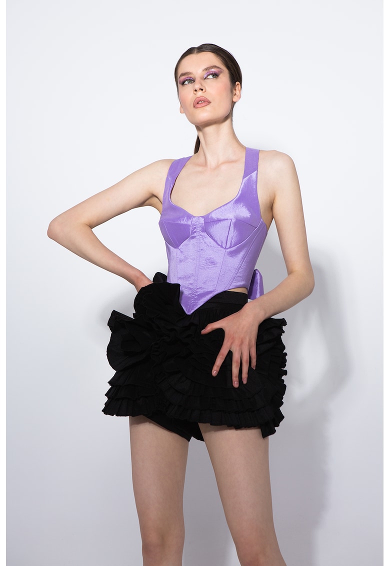 Top-corset cu aspect satinat aspect imagine noua