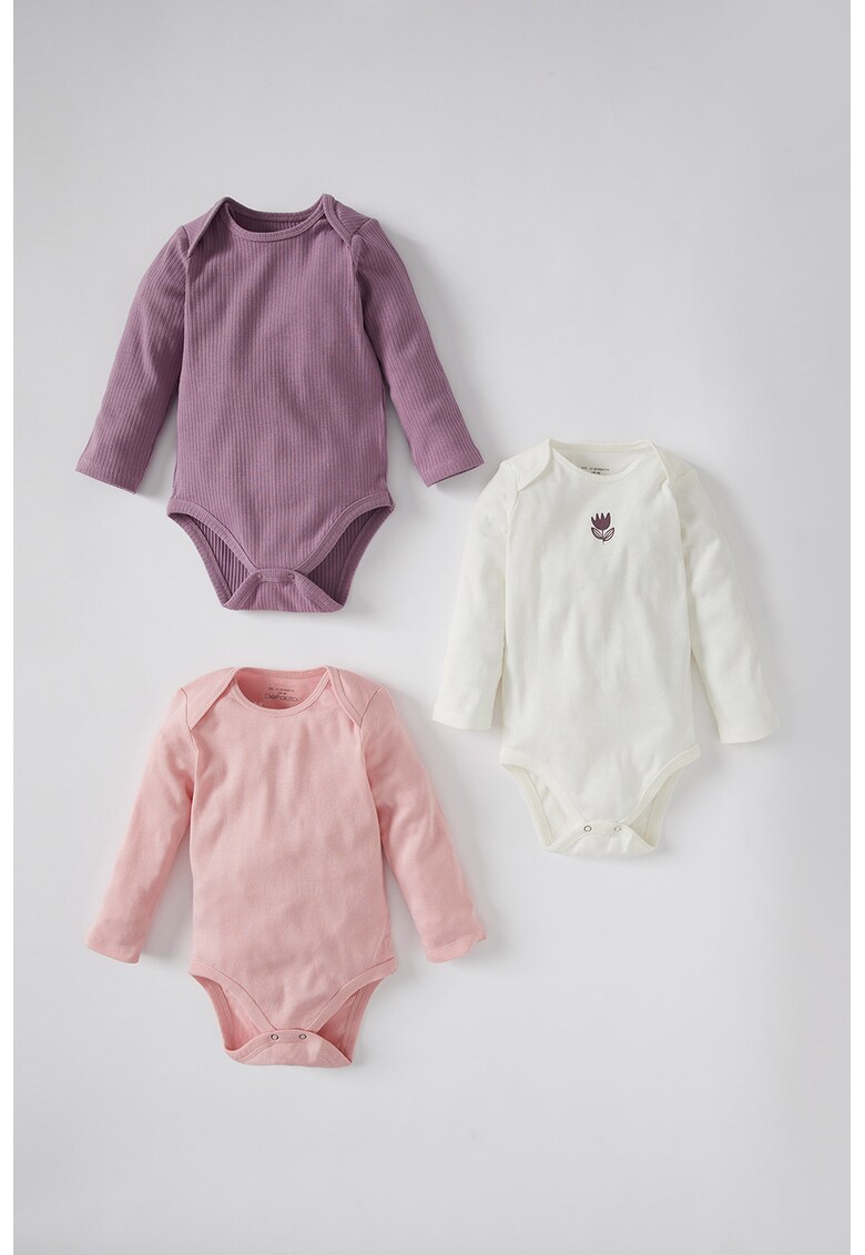 Set de body-uri din amestec de bumbac - 3 piese