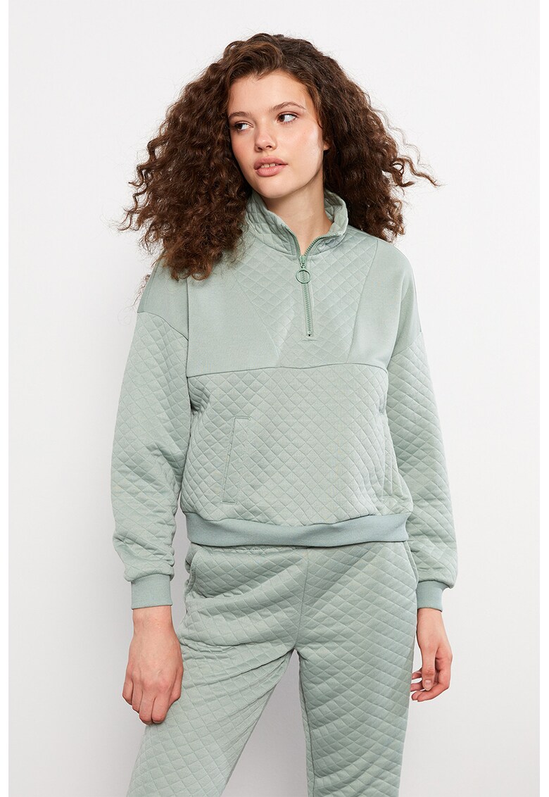 Bluza sport cu maneci cazute si garnituri cusute