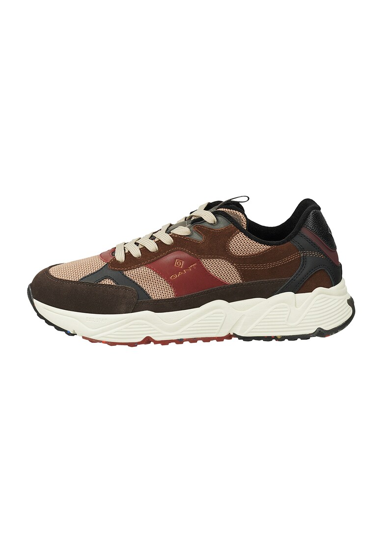 Pantofi sport low-top cu model colorblock si detalii din piele si piele intoarsa