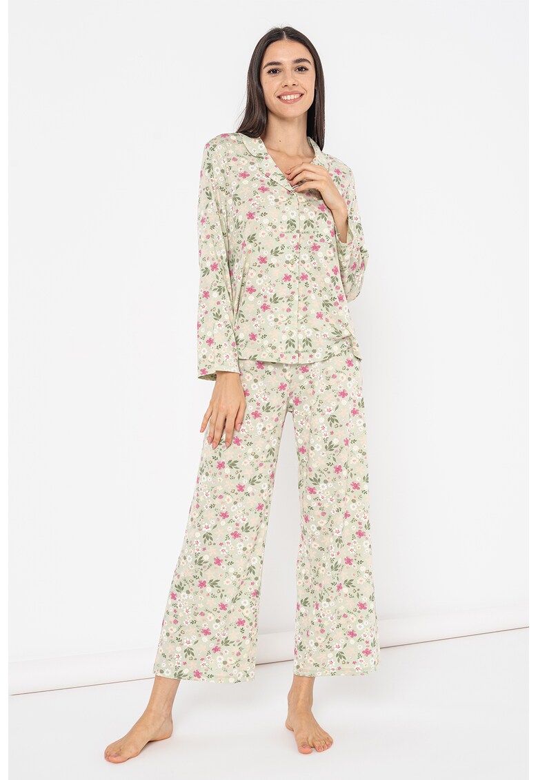 Pijama din amestec de modal cu model floral amestec imagine noua