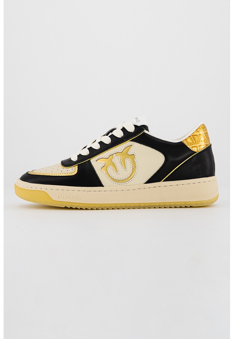 Pantofi sport de piele cu detalii contrastante