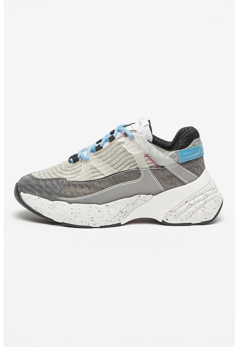 Pantofi sport de piele si material textil cu pete decorative Rubino