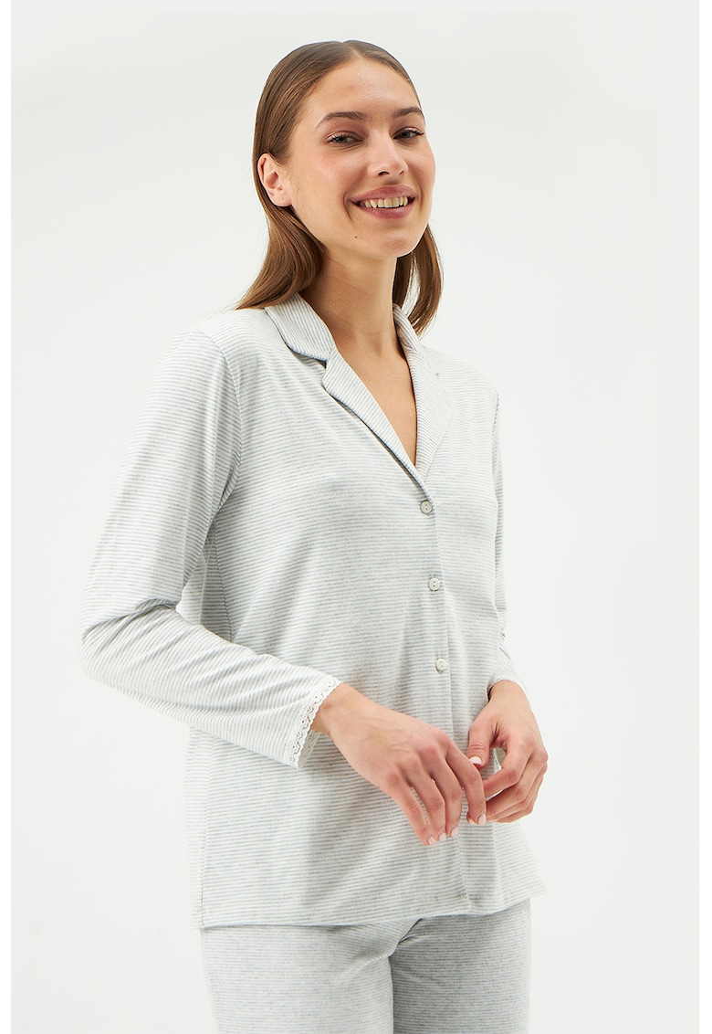 Bluza de pijama cu revere rotunjite