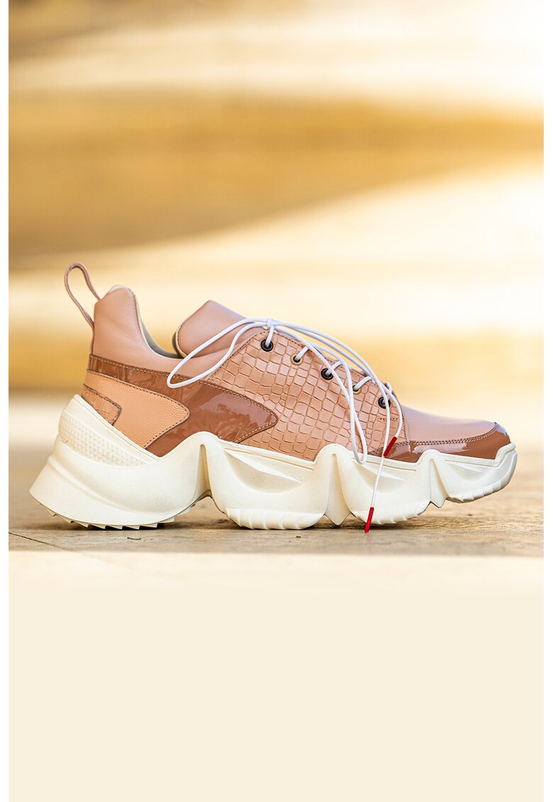 Pantofi sport de piele cu model colorblock Athleisure FEMEI 2023-09-27