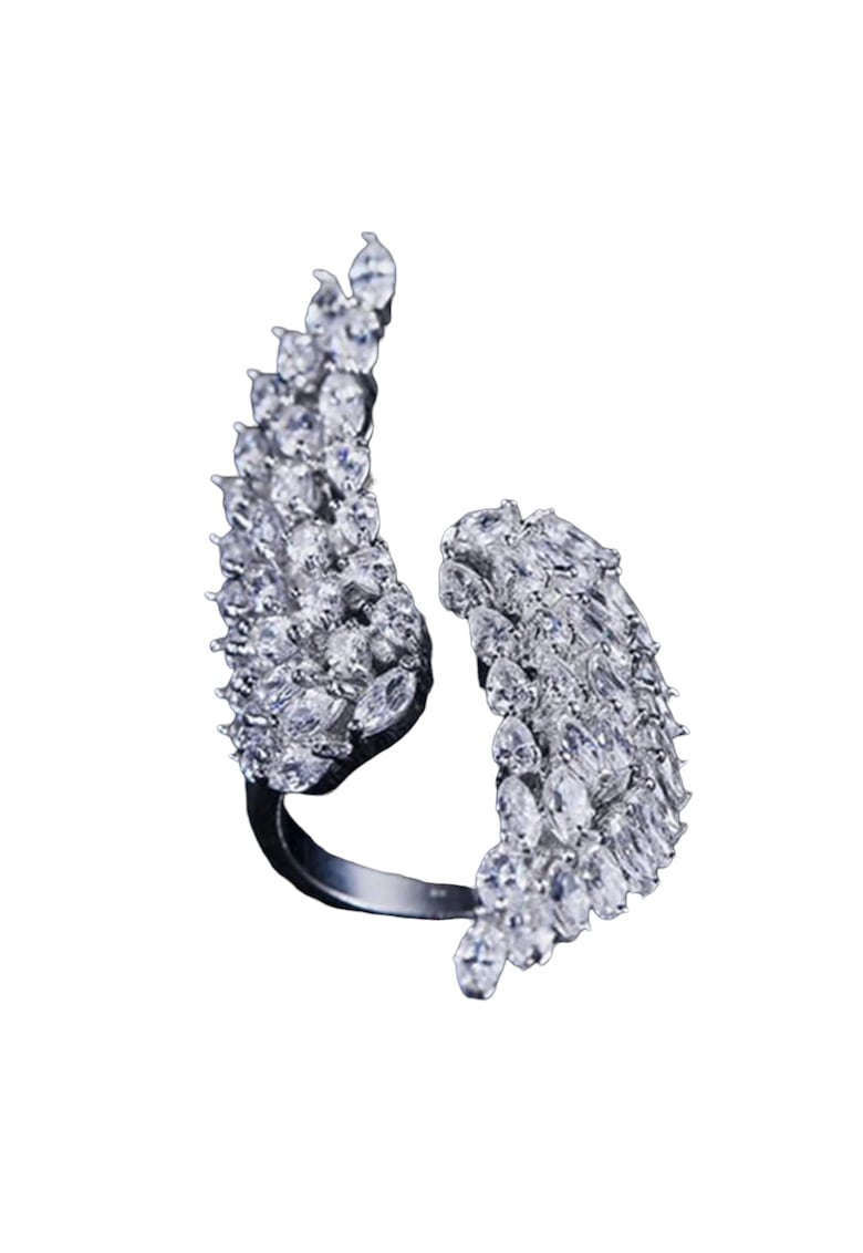 Inel argintiu - reglabil - cu aripi si pietre din zirconiu - Alberta C17 -