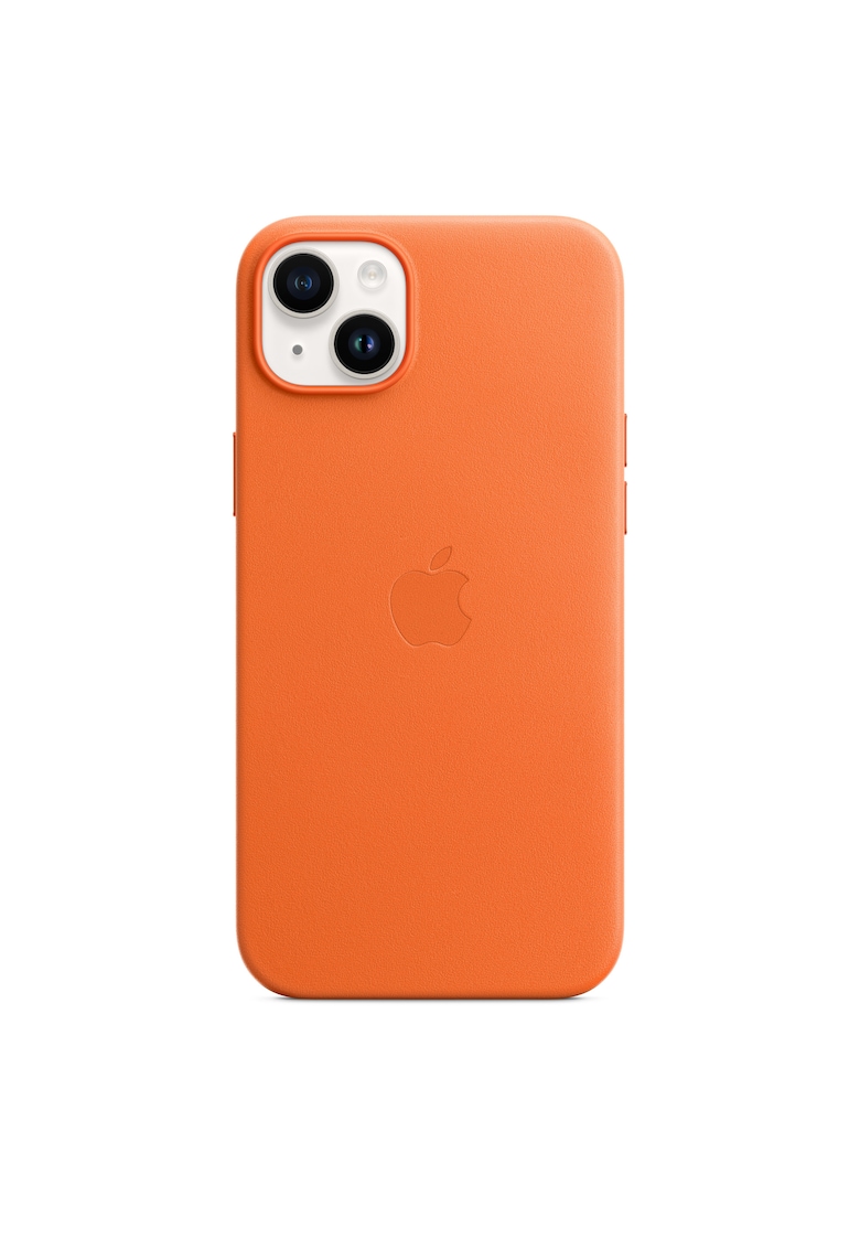 Husa de protectie leather case with magsafe pentru iphone 14 plus - orange