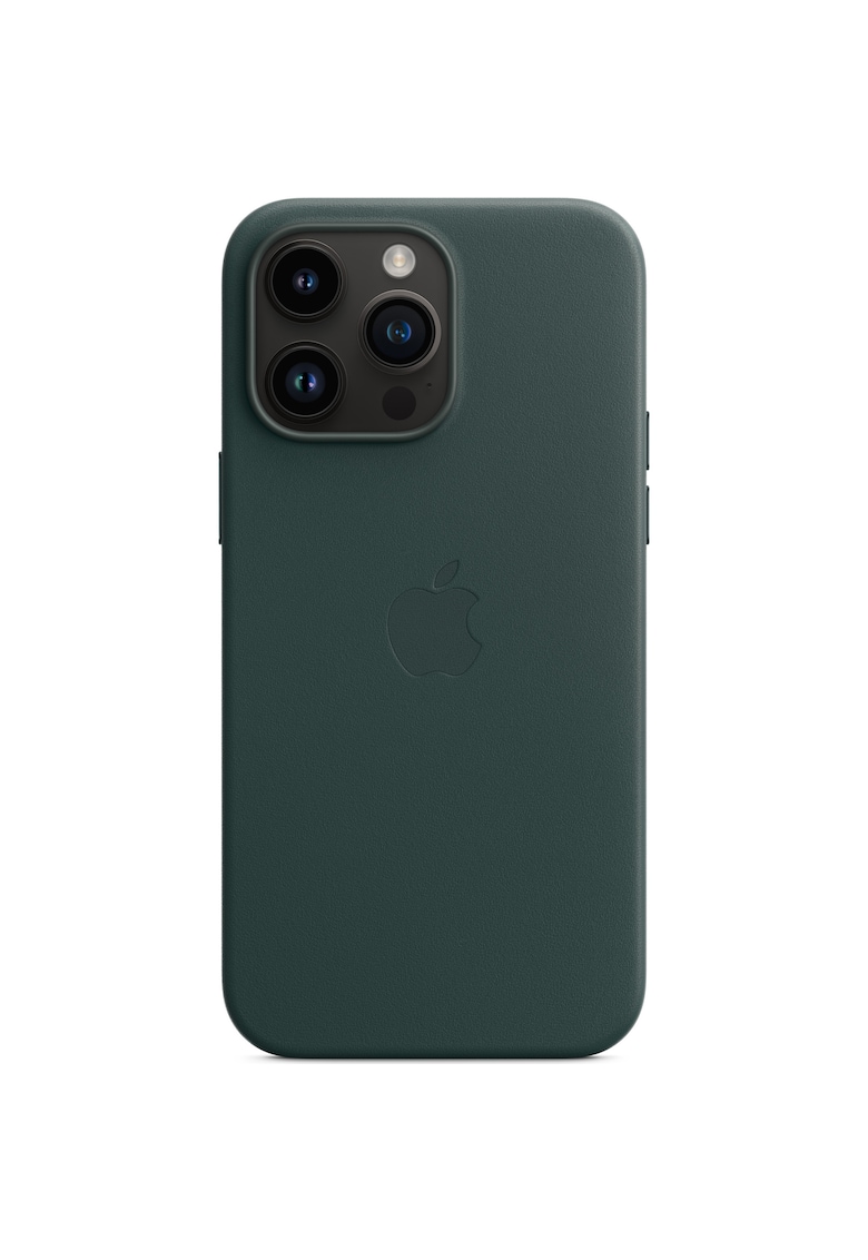 Husa de protectie leather case with magsafe pentru iphone 14 pro max - forest green