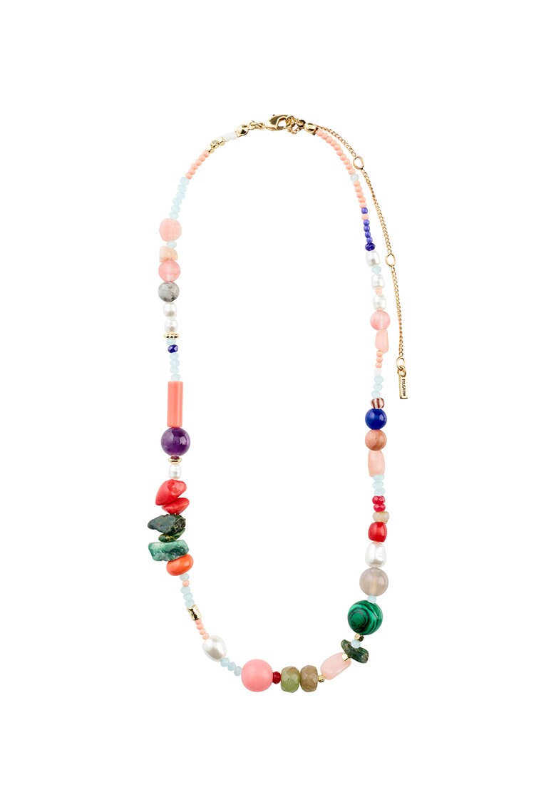 Colier decorat cu pietre semi-pretioase si perle de apa dulce ACCESORII/Bijuterii imagine noua