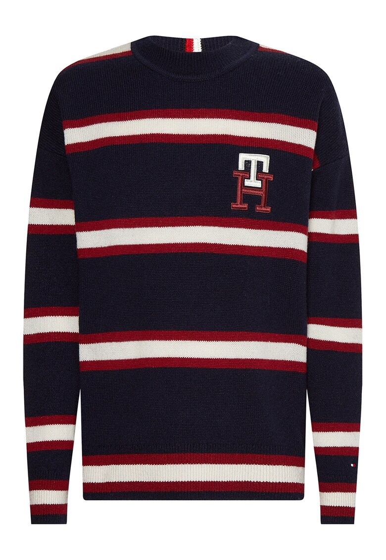 Tommy Hilfiger Раиран пуловер с вълна с лого за Мъже Tommy Hilfiger Раиран пуловер с вълна с лого за Мъже