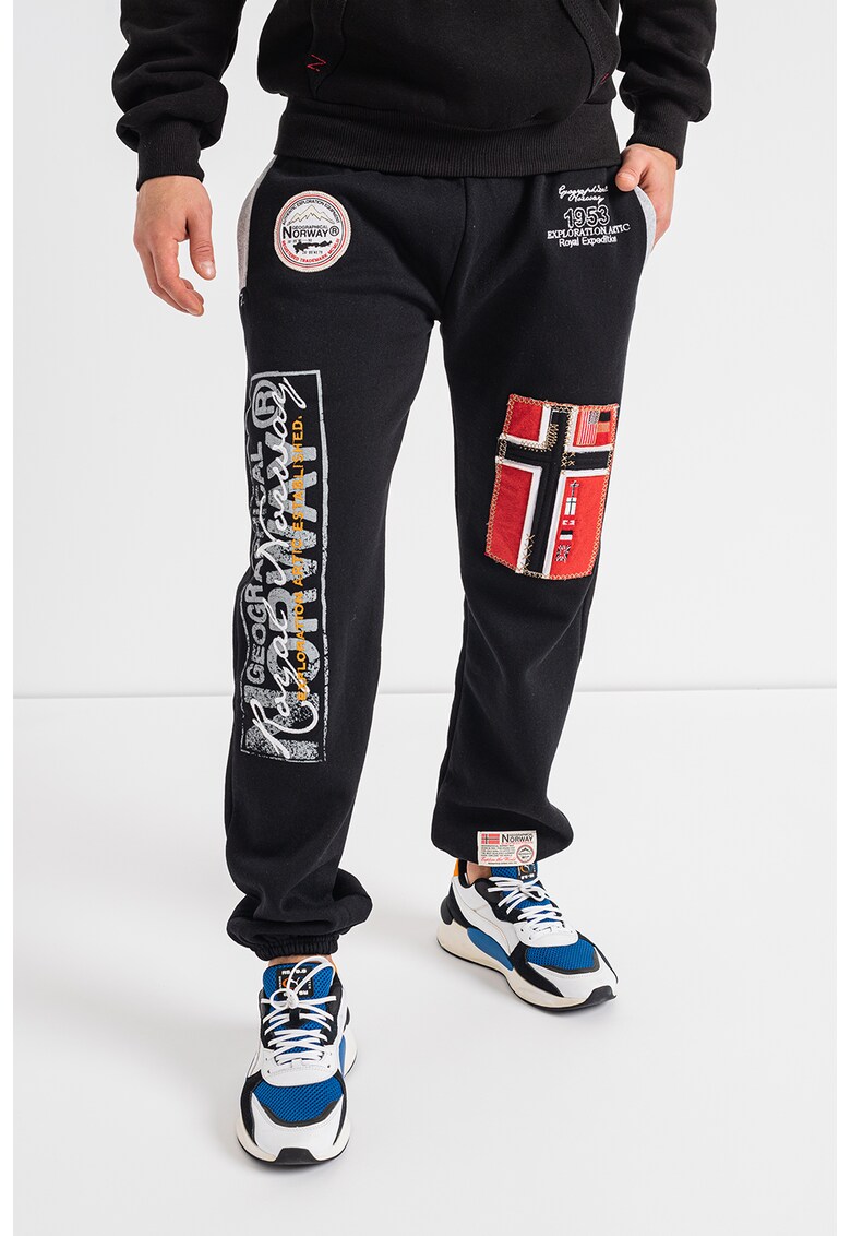 Pantaloni sport cu aplicatii logo Myer