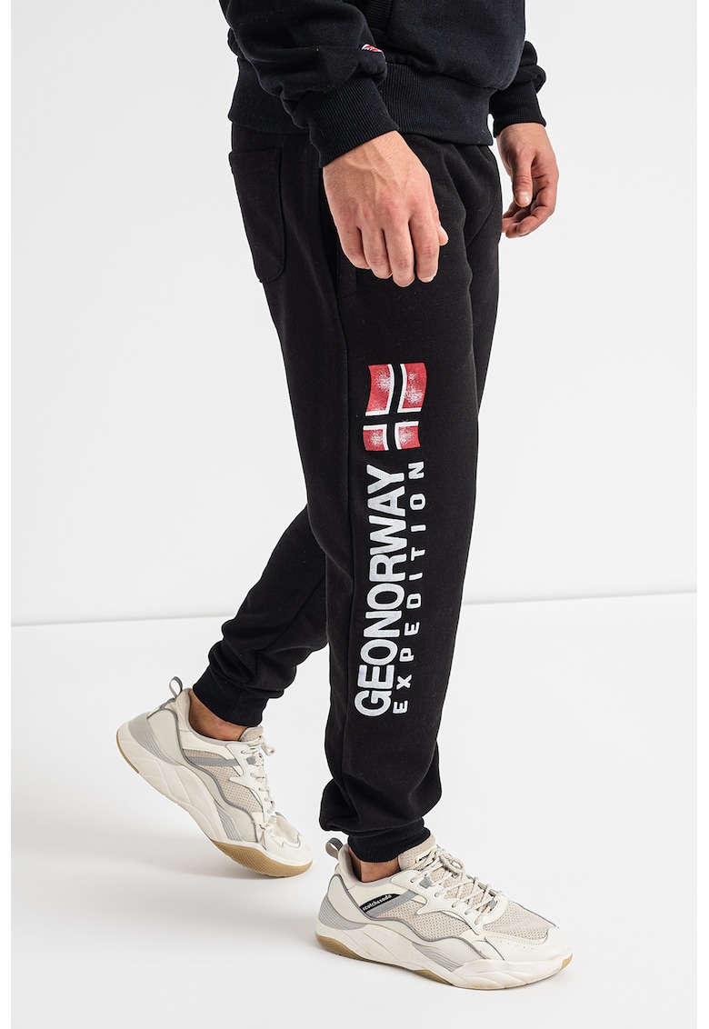 Pantaloni sport cu imprimeu logo si snur in talie Machal