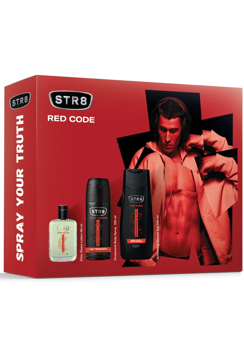 Set cadou  Red Code - Barbati: Lotiune dupa barbierit - 50 ml + Deodorant spray pentru corp - 150 ml + Gel de dus - 250 ml