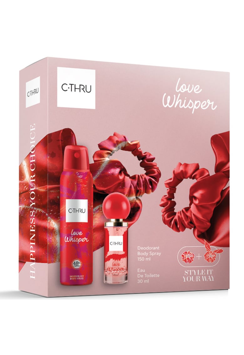 Set cadou Love Whisper - Femei: Apa de toaleta - 30 ml + Deodorant spray pentru corp - 150 ml + Elastice de par cadou