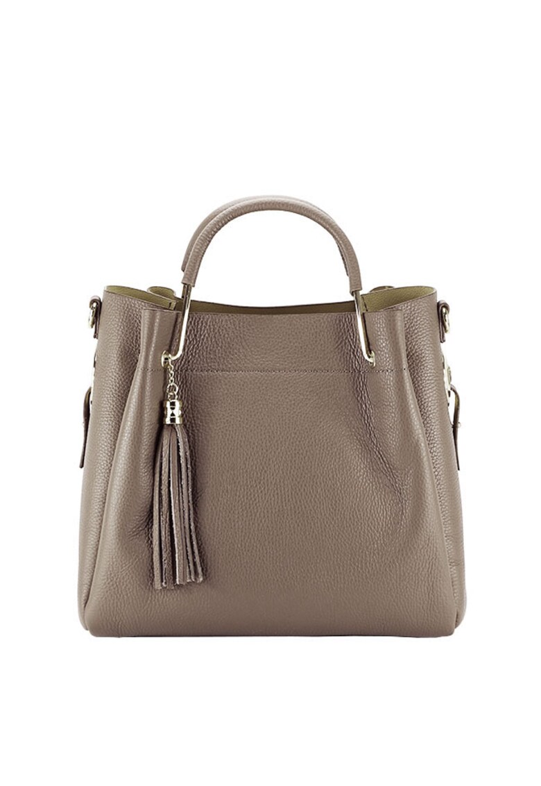 Geanta din piele naturala Ariana 122 Negru 8836 - Maro deschis