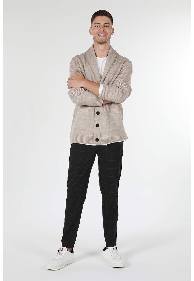 Cardigan slim fit cu guler-sal