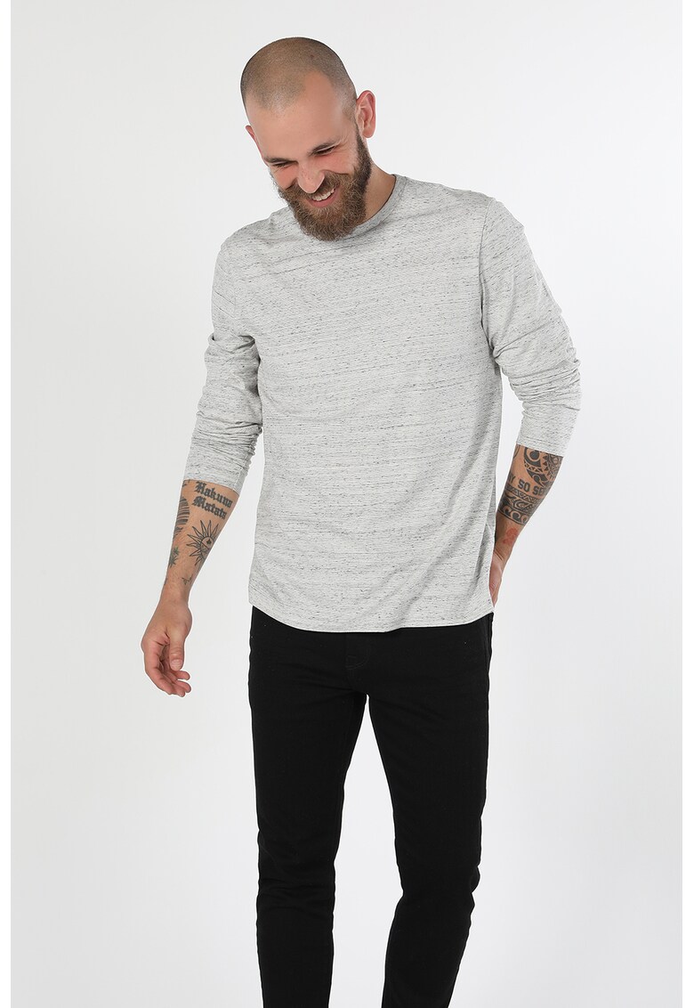 Bluza din amestec de bumbac cu decolteu la baza gatului