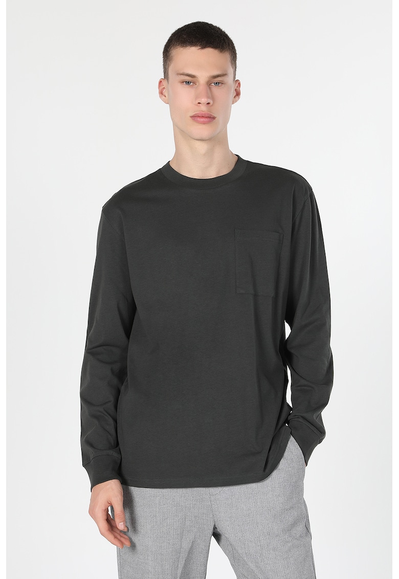 Bluza din bumbac cu buzunar aplicat pe piept