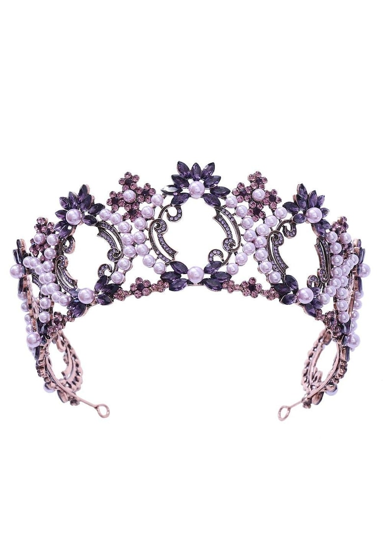 Coronita rose gold - cu perle si pietre mov - Amandus C6 -