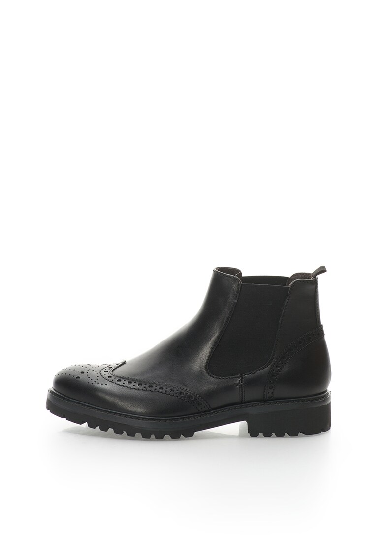 Ghete Chelsea negre de piele