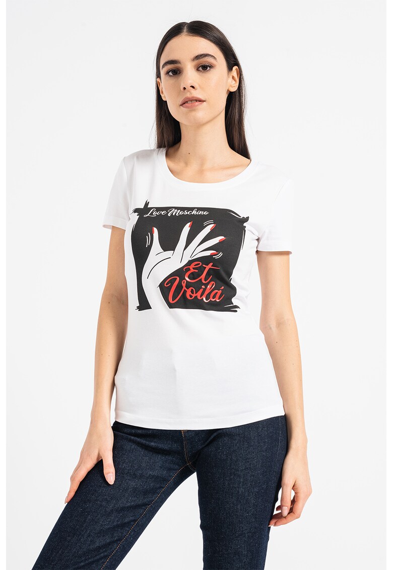 Тениска с фигурална шарка - Жени - Тениски - Love Moschino