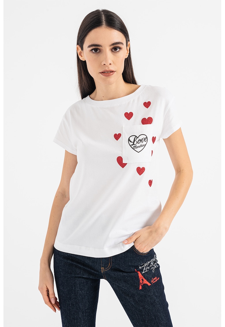 Tricou cu imprimeu si buzunar pe piept