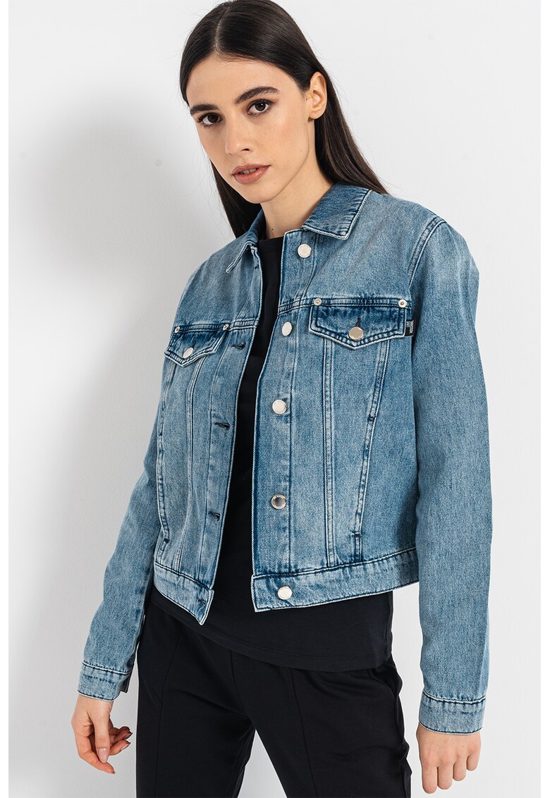 Love Moschino Дънково яке с уголемено лого за Жени Love Moschino Дънково яке с уголемено лого за Жени